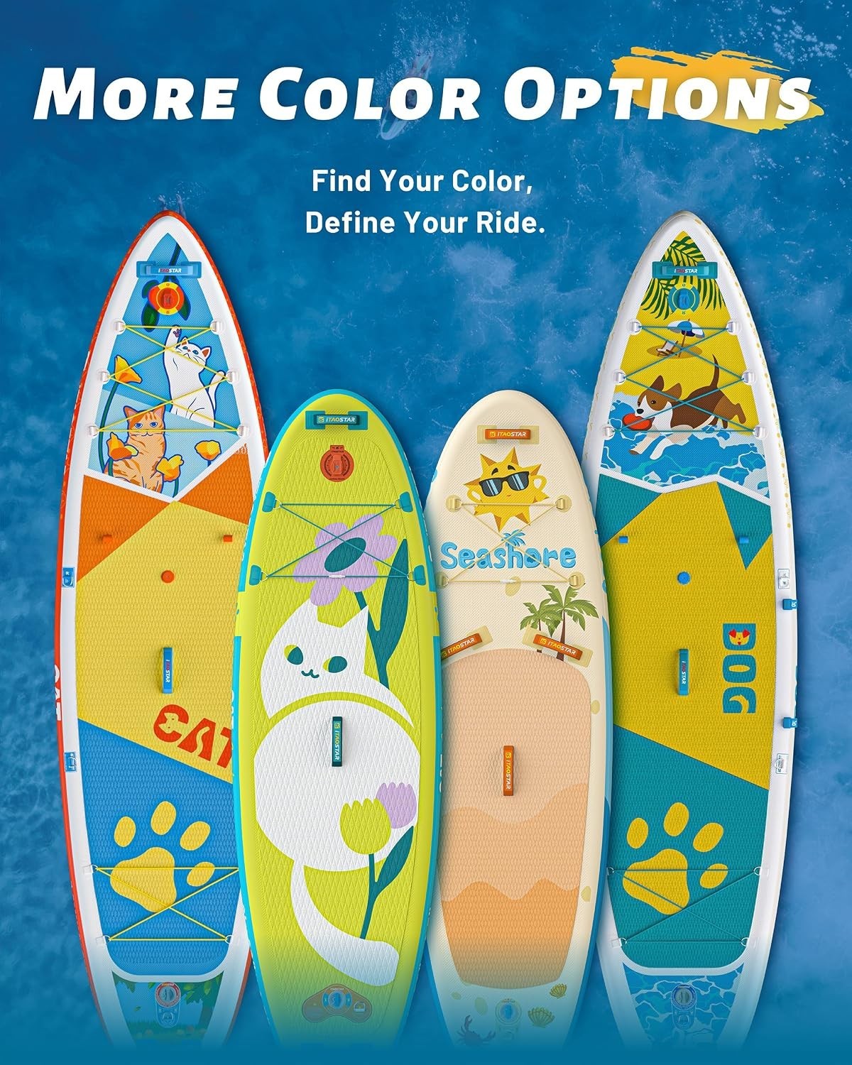 Pets 8’×29″ / 11’×35″ / 11’6″×34″/11’×34″ Inflatable Paddle Board, One-Stop Prem