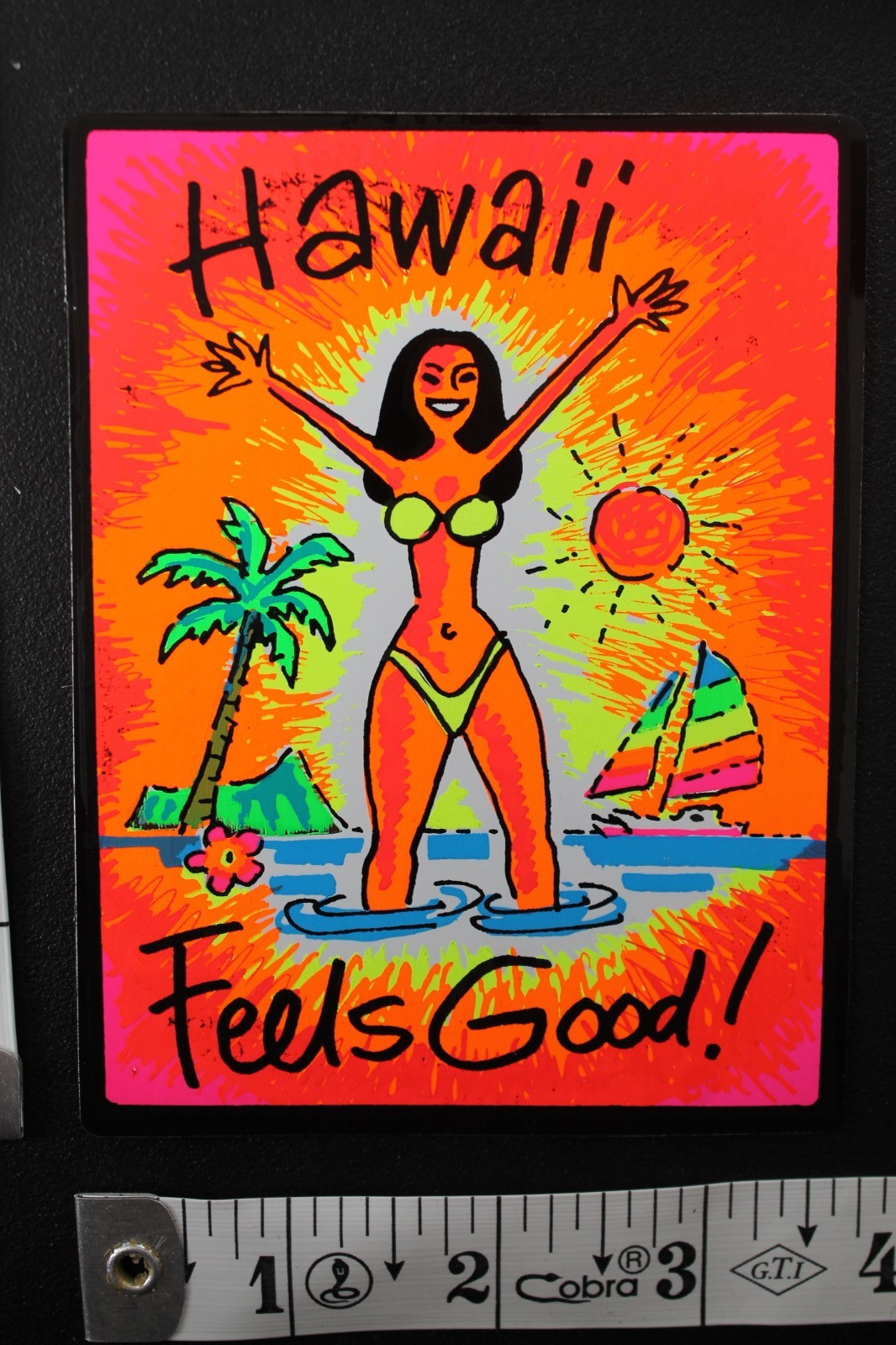 Hawaii Feels Good Aloha Neon Orange Sexy Silver OG V6B Vintage Surfing STICKER