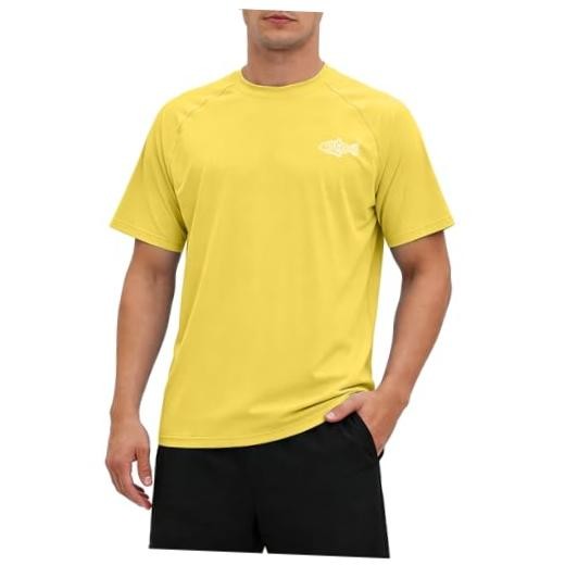 Men’s Swim Shirt, UPF 50+ UV Protection Rash Guard, Quick-Dry 3X-Large Yellow