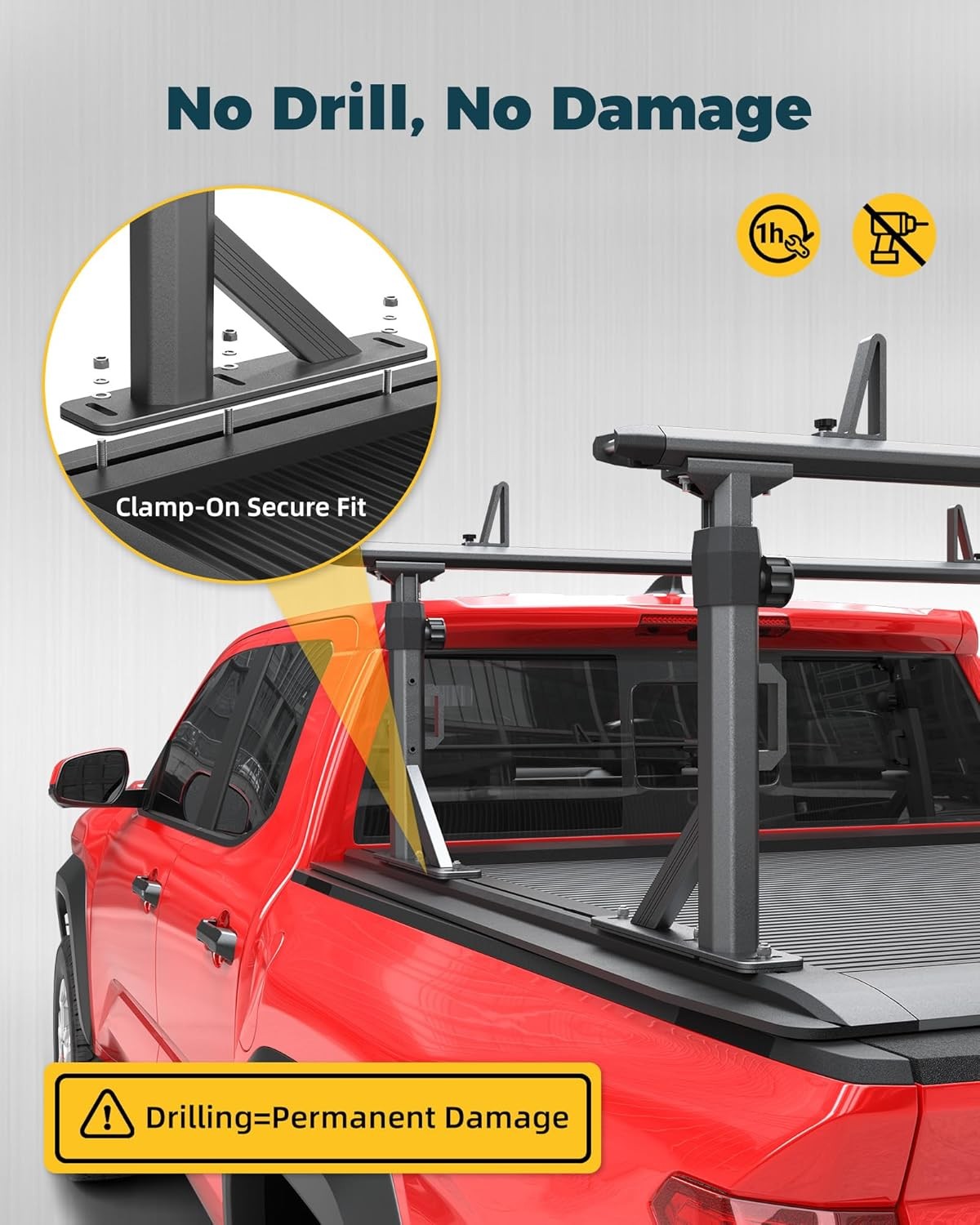 Truck Bed Rack Fit for Toyota Tacoma Jeep Gladiator with Tonneau Cover 800 LBS