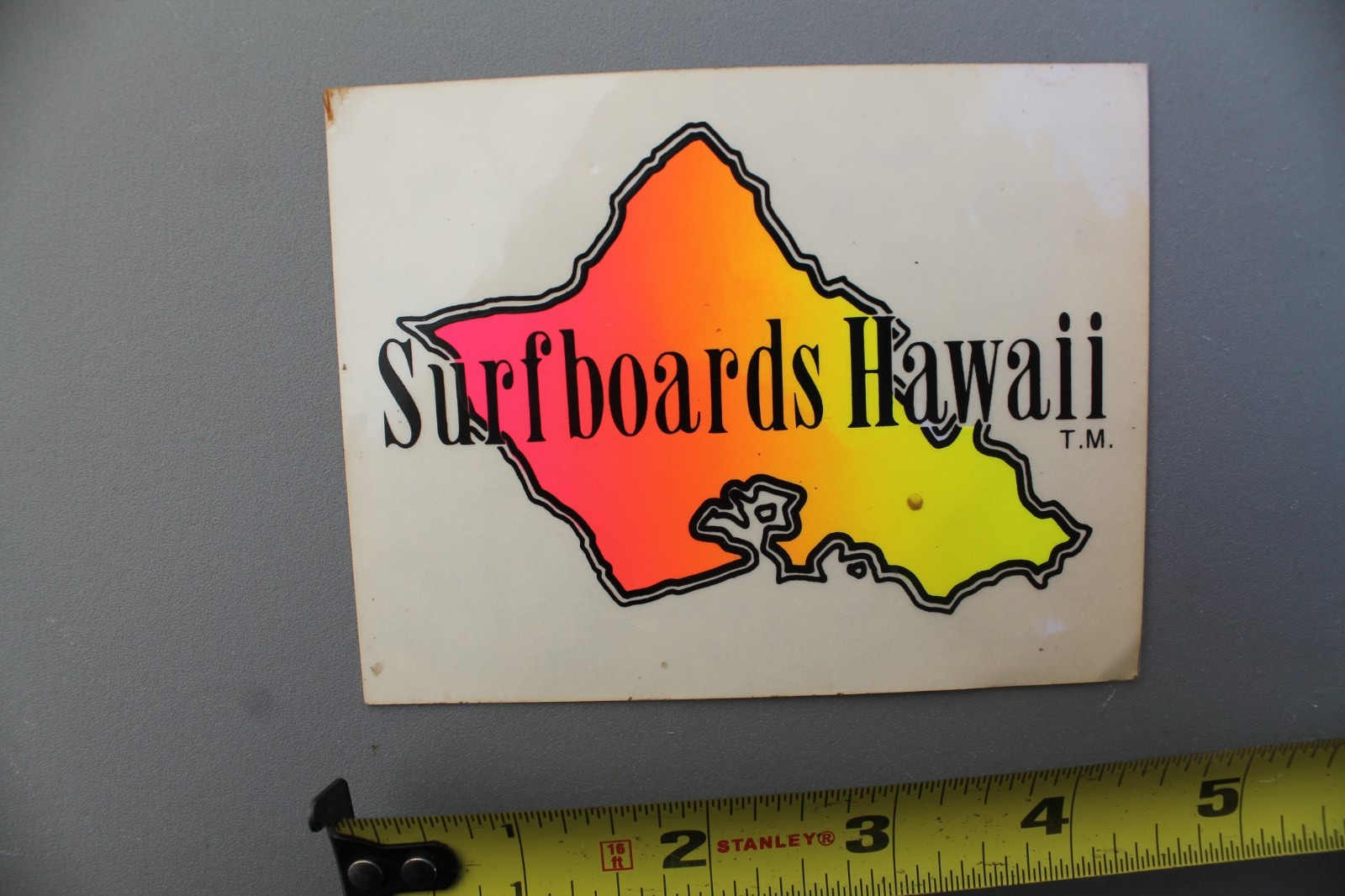 Surfboards Hawaii Clear Neon Orange Fade 80’s Aloha V3A Vintage Surfing STICKER