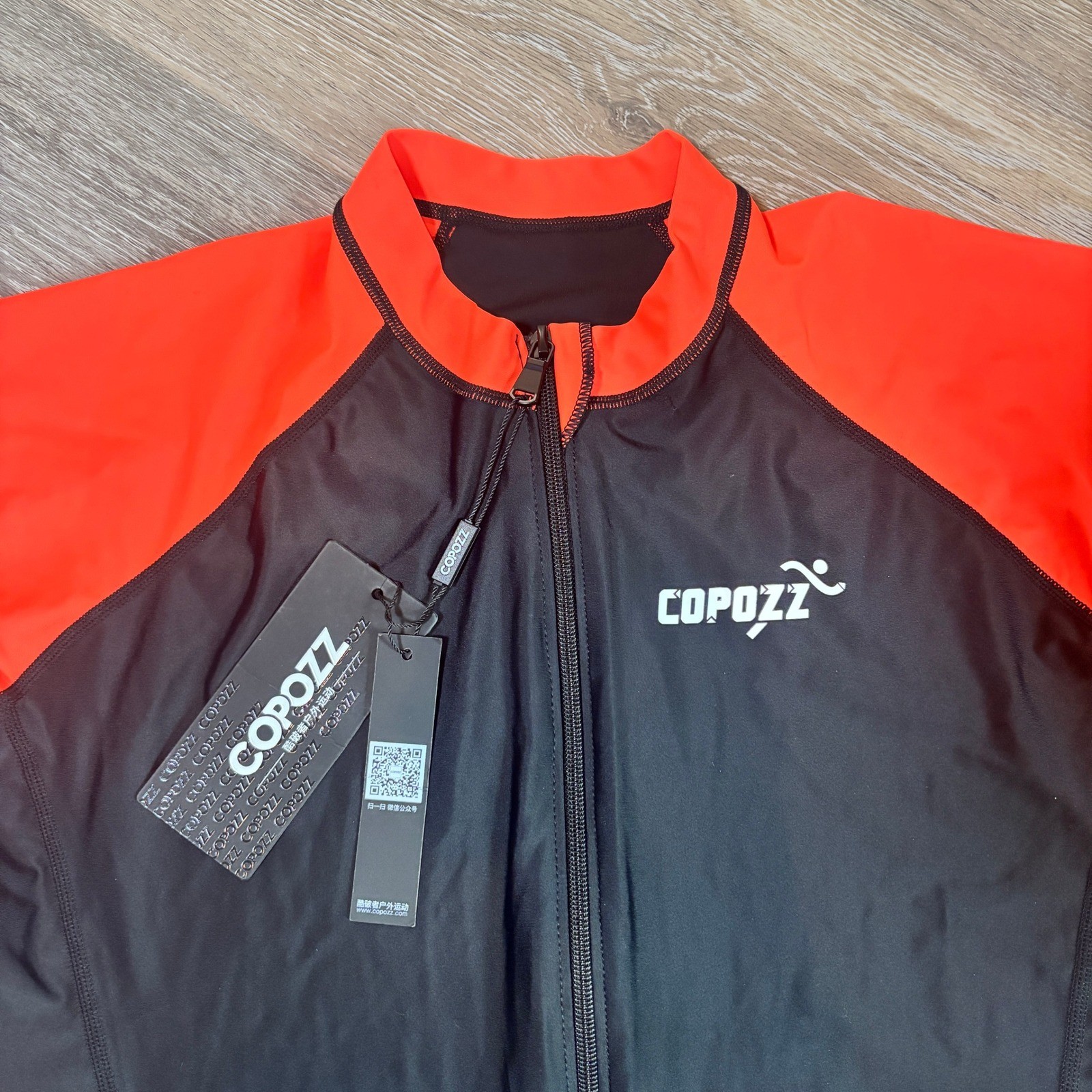 Copozz Full Body Rash Guard Wetsuit 3XL Black Neon Orange Long Sleeve Stirrup