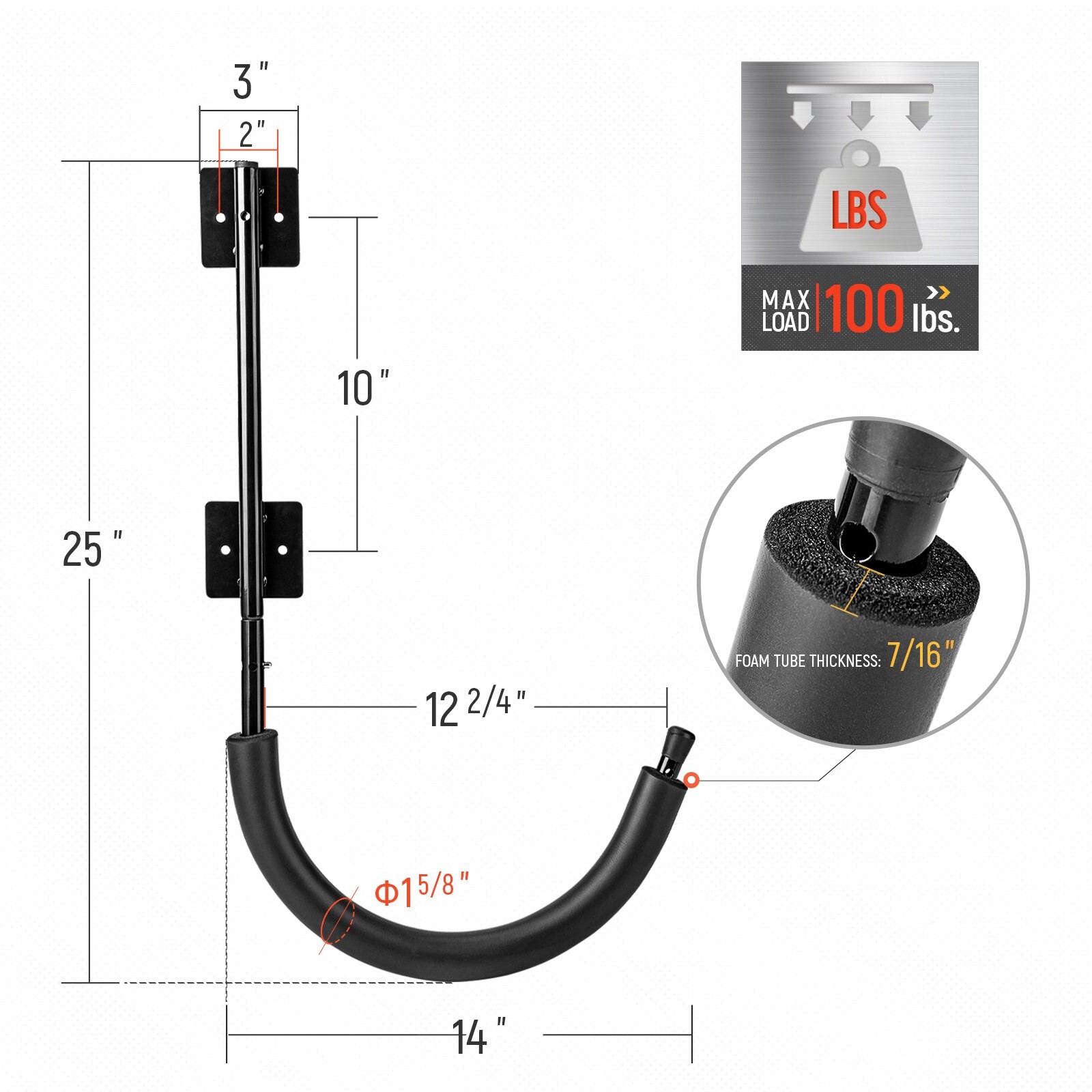 Kayak Storage Wall Mount Hanger Rack for Canoe Paddle Kayak Hanging Hooks 2 psc