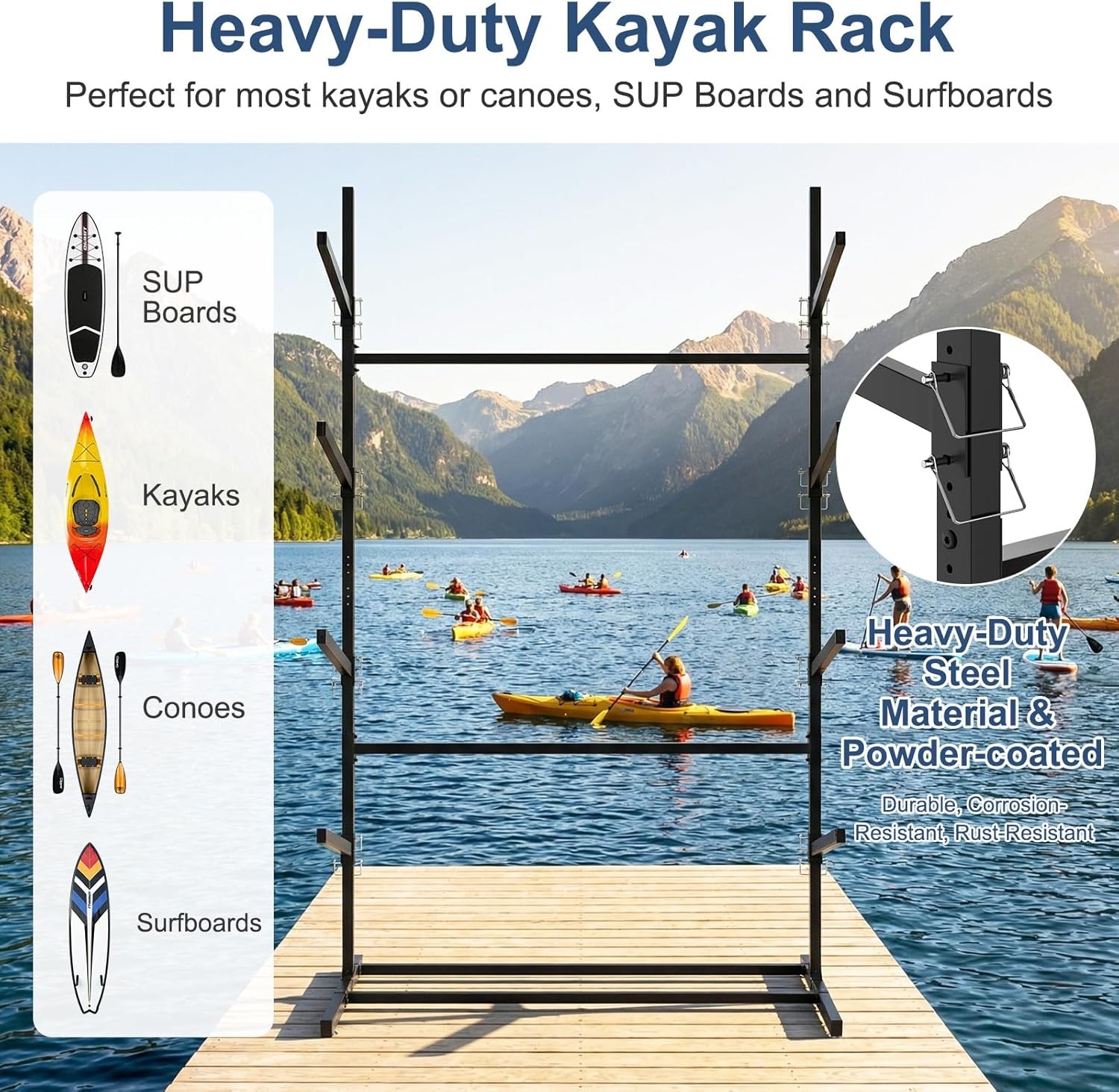 NAIZEA Kayak Storage Rack Freestanding Wall Mount 2 & 4 Tier Kayak Holder Stand