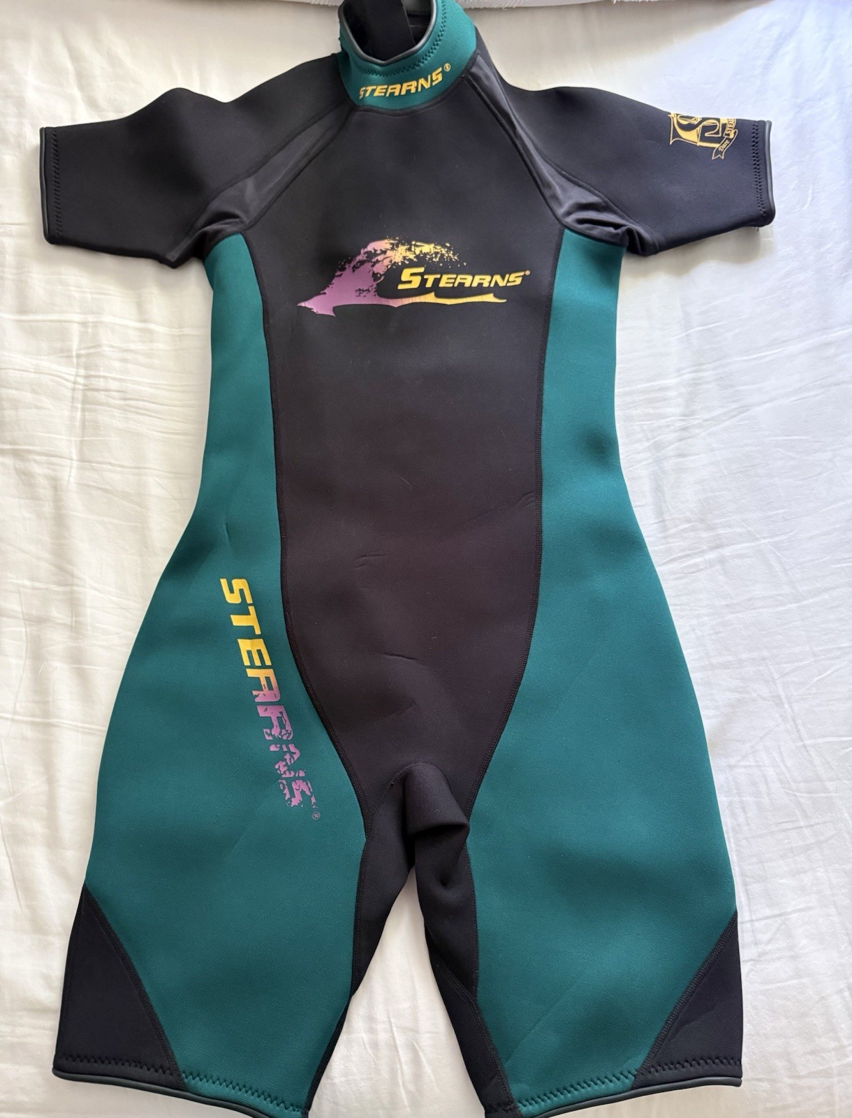 Stearns Wetsuit Neoprene Shorty Black/Green Size M Made in Thailand VB1