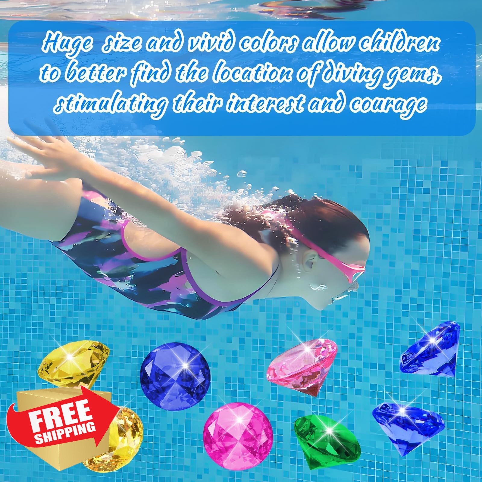 MARFOREVER 60MM Diving Gems Red Green Blue Yellow Pink