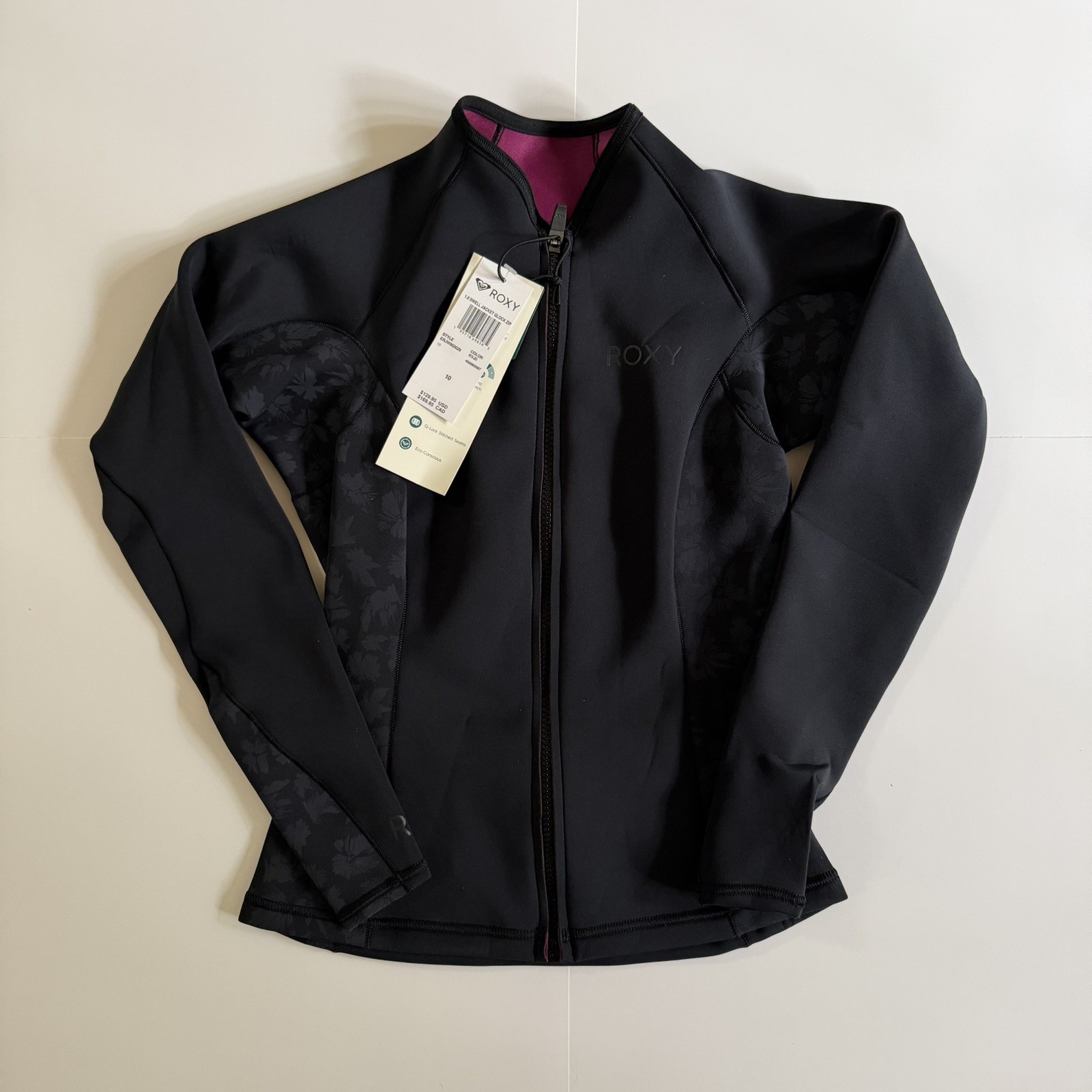 NWT ROXY Size 10 1.0 Swell Series Wet Suit Jacket Zip Qlock – Women’s Swim Beach