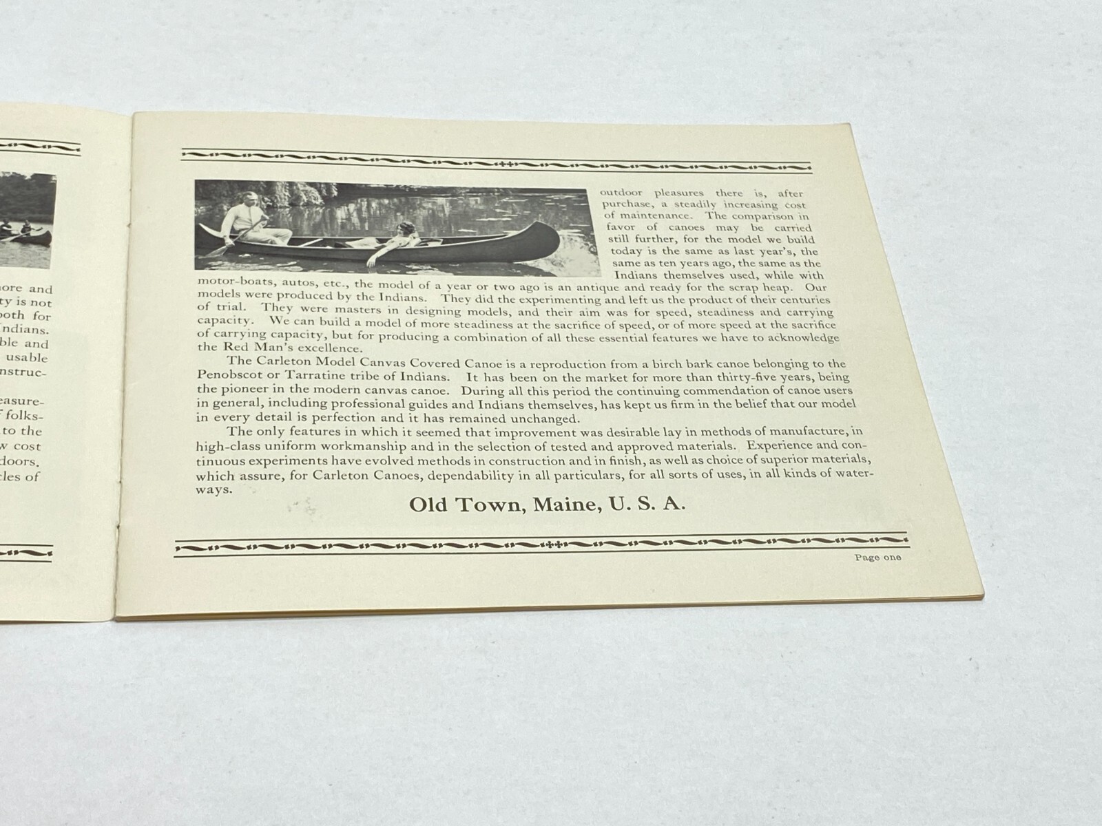 1932 Carleton Canoe Catalog / Booklet w Graphic Cover Old Town MAINE ME Paddles
