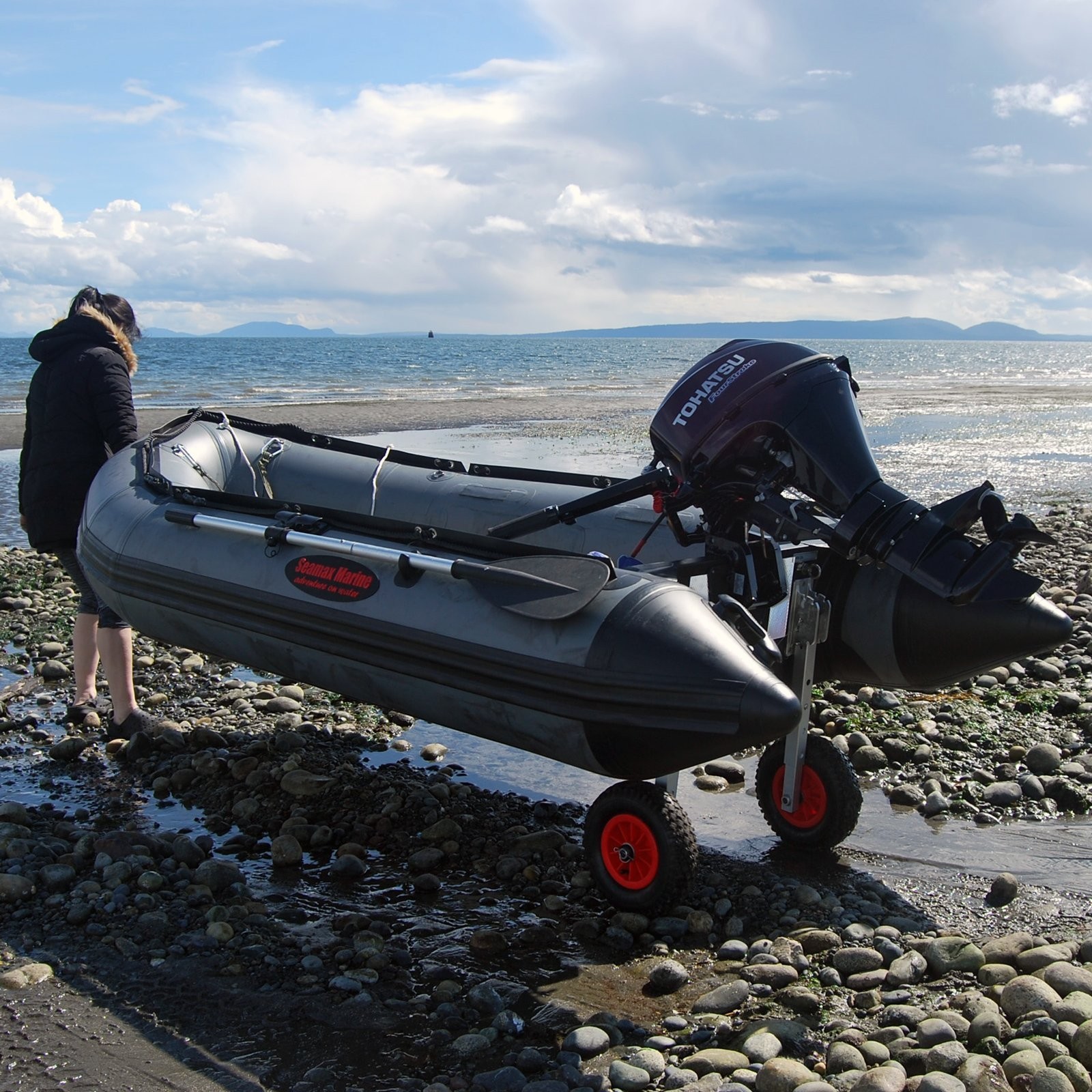 Seamax Deluxe 4×4 Boat Launching Dolly with 14″ Wheels System, Commercial Gra…