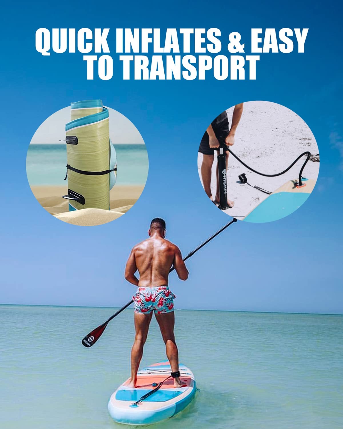 11ft Inflatable Stand Up Paddle Board for Youth and Adults – Wide Sup with Pr…