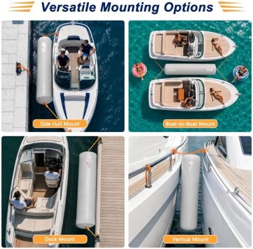Boat Fenders for Docking, Full Protection Boat Bumpers for Docking with 2 Rop…