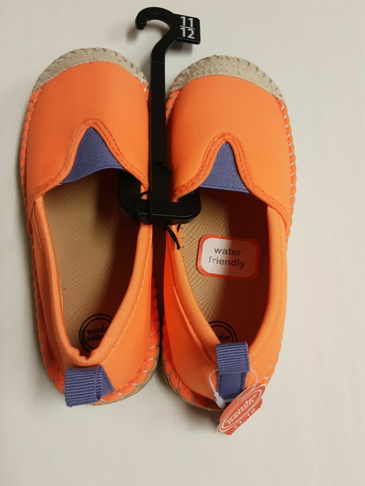 Wonder Nation Kids Water Friendly Slip-On Shoes Neon Orange & Purple Size 11-12