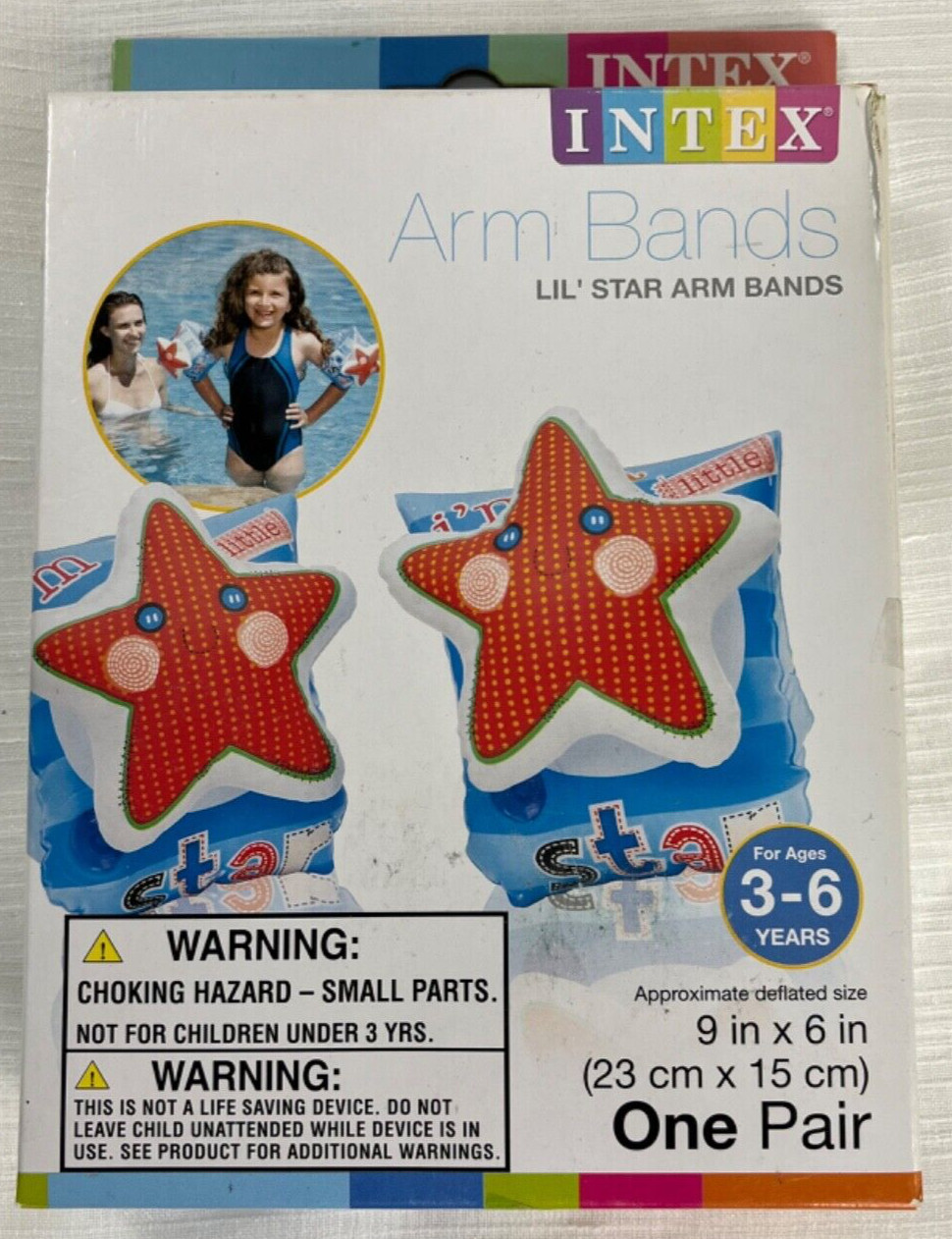 Intex Water Arm Bands Inflatable age 3-6 Deluxe Neon Red, Lil Star Pool Swimming