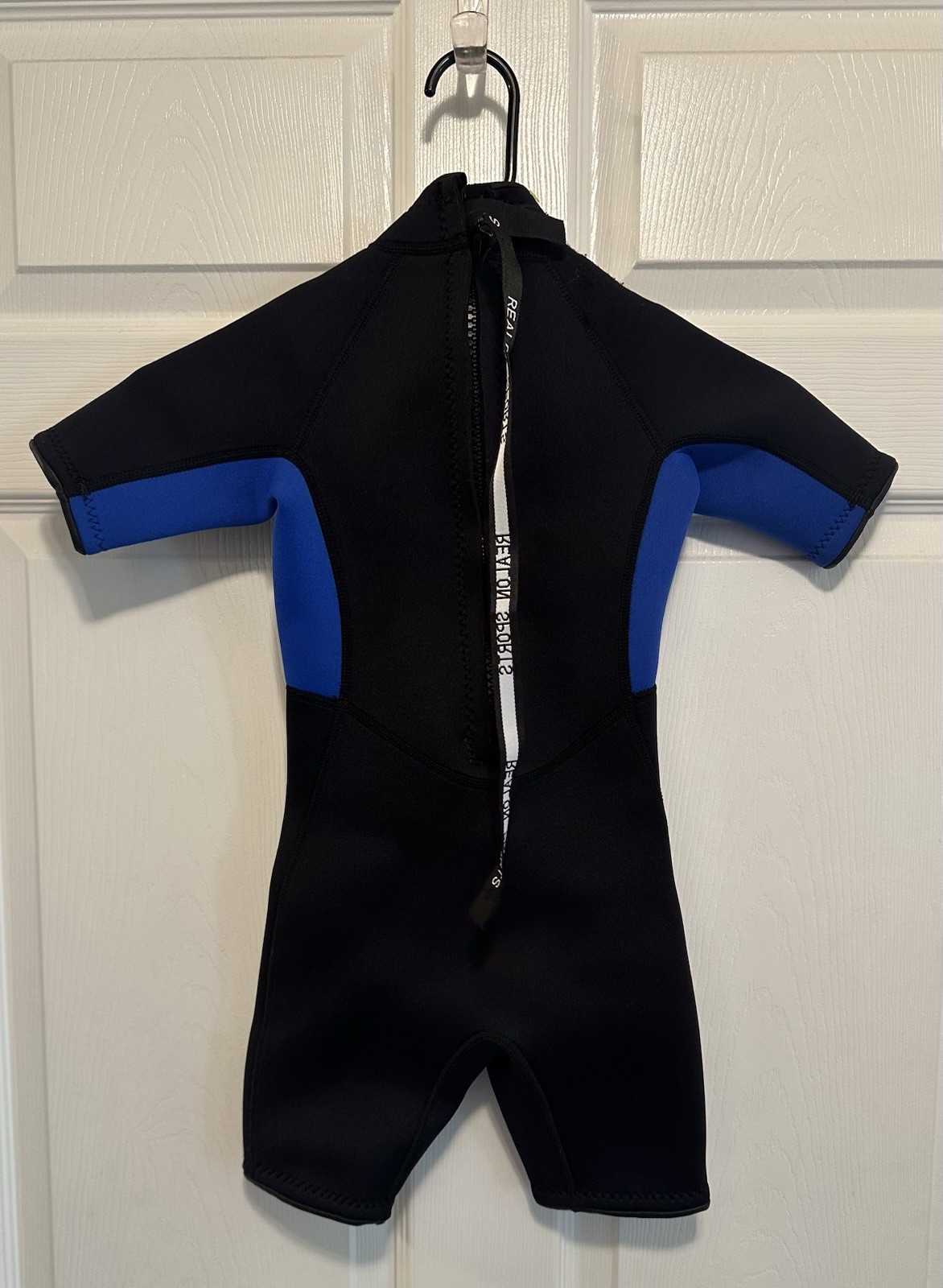 REALON 3mm Neoprene Kids Wetsuit Shorty Swimsuit Back Zip Black Blue XS