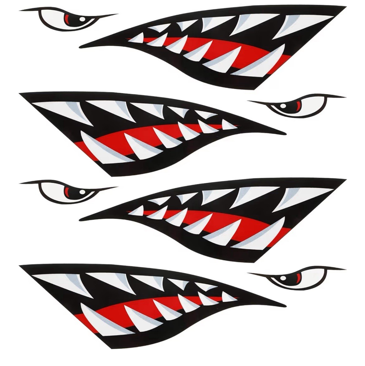 4 Pieces Shark Teeth Mouth Kayak Stickers Decals Kayak Decals Waterproof Cano…
