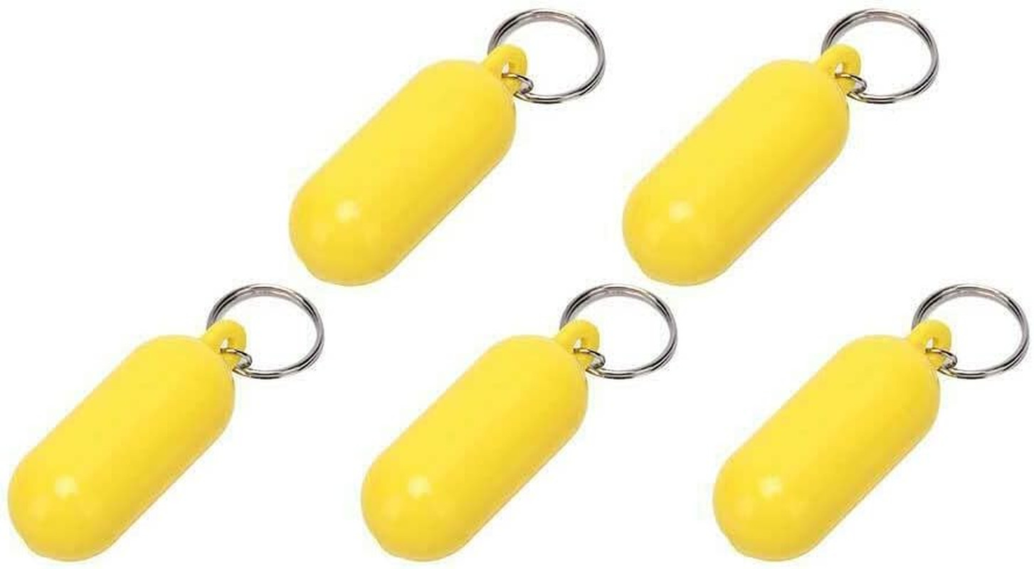 5Pcs Boat Floating Keychains 2.68X0.98In Yellow Buoy Float Key Pendant Oval Shap