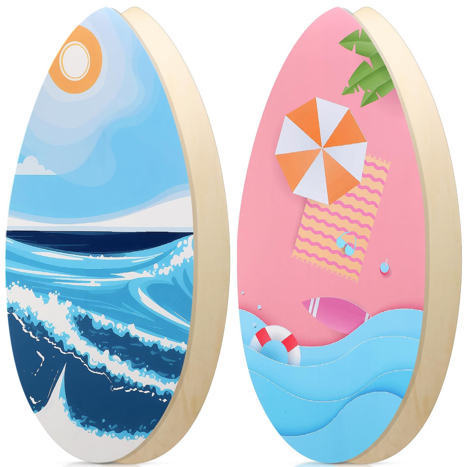 2 Pack 35 Inch Skimboard with High Gloss Coat Wooden Skim Boards Beach Skimbo…