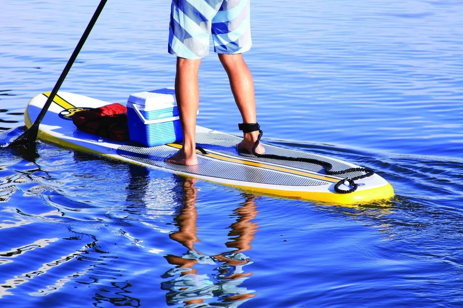 Comfortable Black Neoprene SUP Leash with Adjustable Length – 11 Ft Stretched