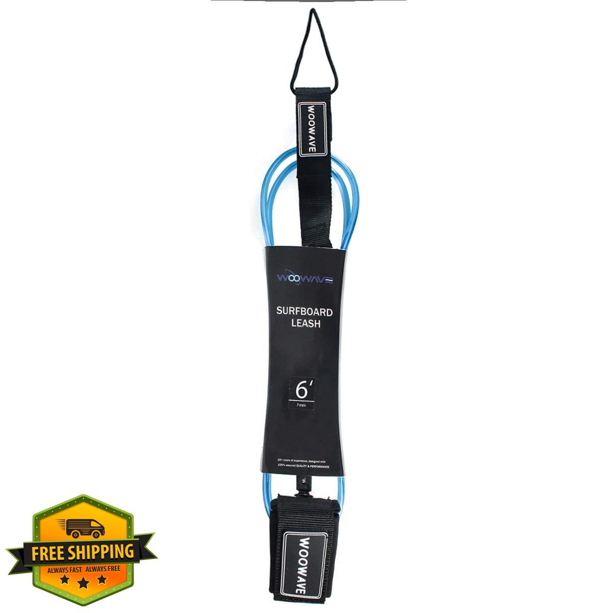 WOOWAVE Surfboard Leash Blue White Core 6ft and 7mm