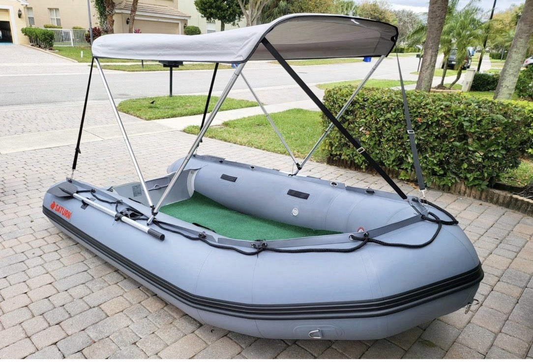 Saturn 2-Bow Portable Bimini Top Cover Canopy Suit 7.5 to 11ft Inflatable Boat