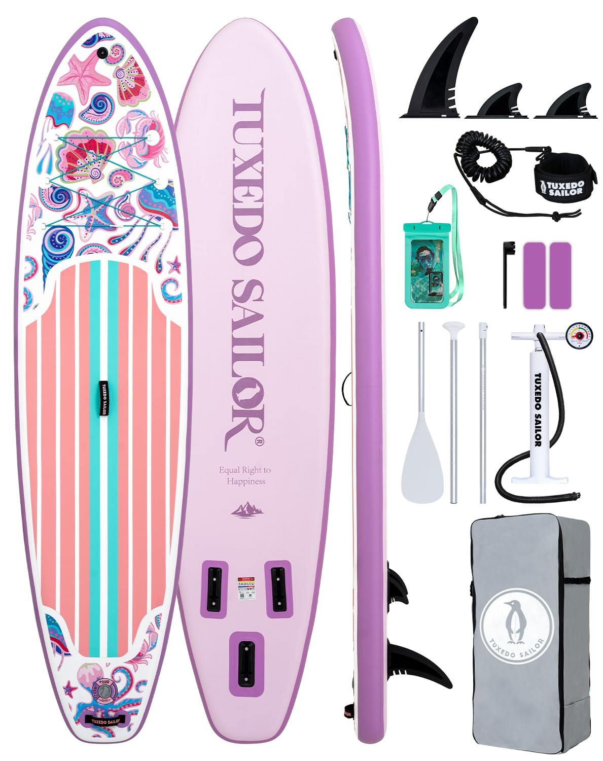 Tuxedo Sailor 11′ Inflatable Stand Up Paddle Board with SUP Accessories, Anti…