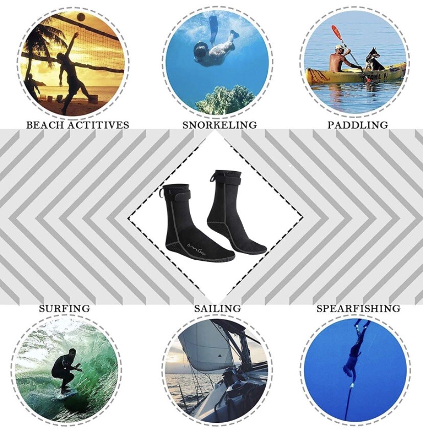 Water Socks Neoprene Socks Beach Booties Shoes 3mm High Cut Black X Small