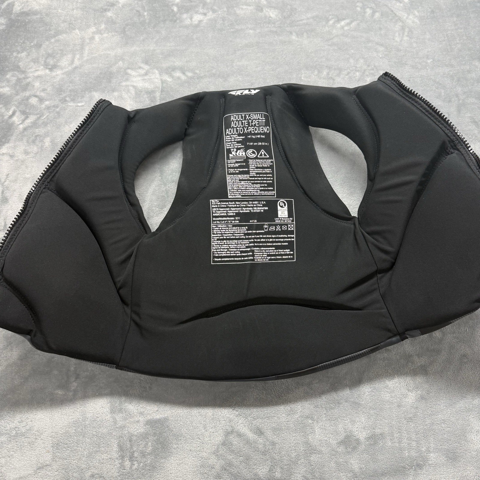 Fly Racing Life Jacket, Neoprene Life Vest, X-Small Adult Life Jacket, Black