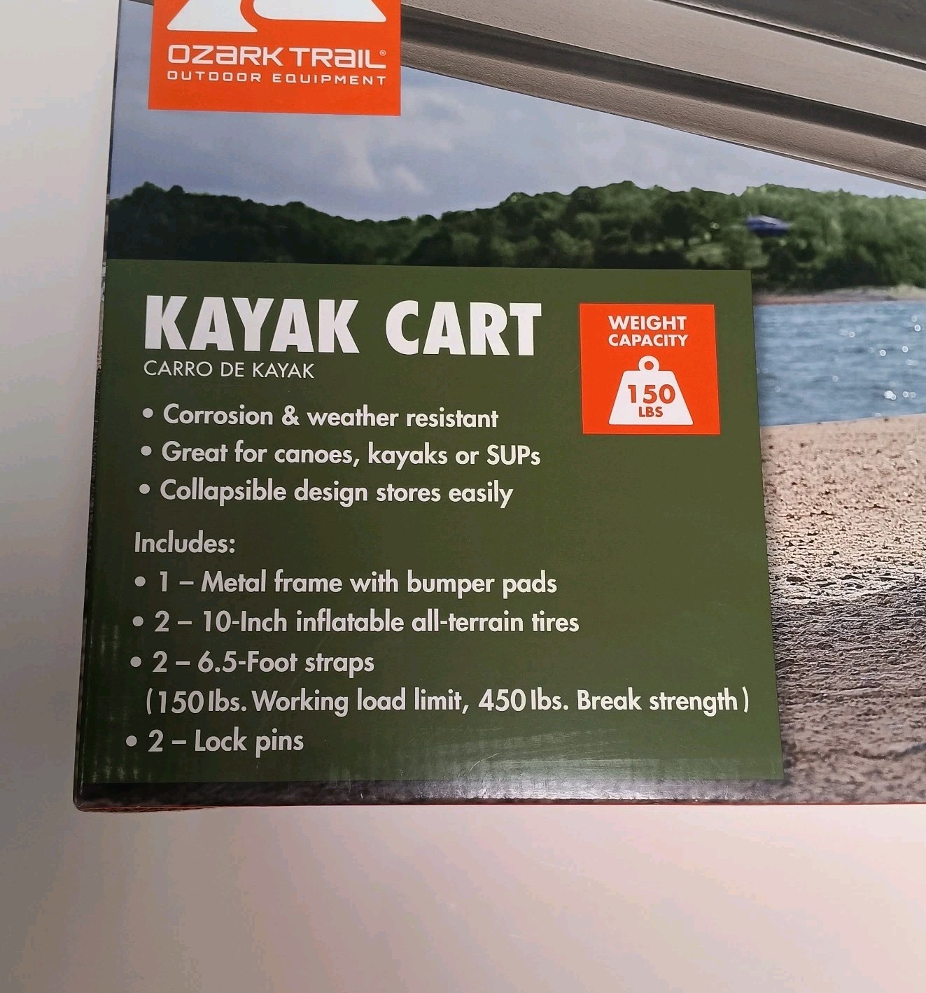 Ozark Trail Kayak Canoe or SUPs Cart Weight Capacity 150 lbs, New