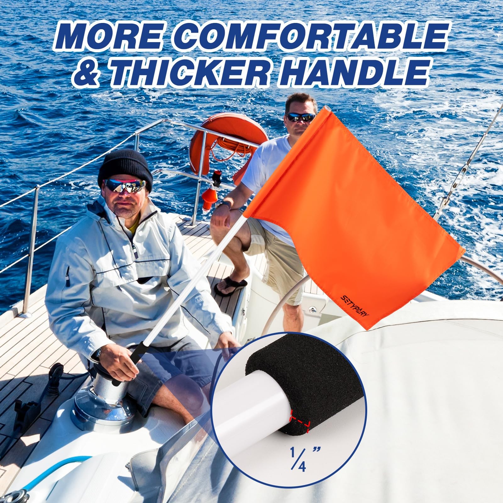 SETYPARY 48 Inch Orange Boat Flag with 3 Section Pole,