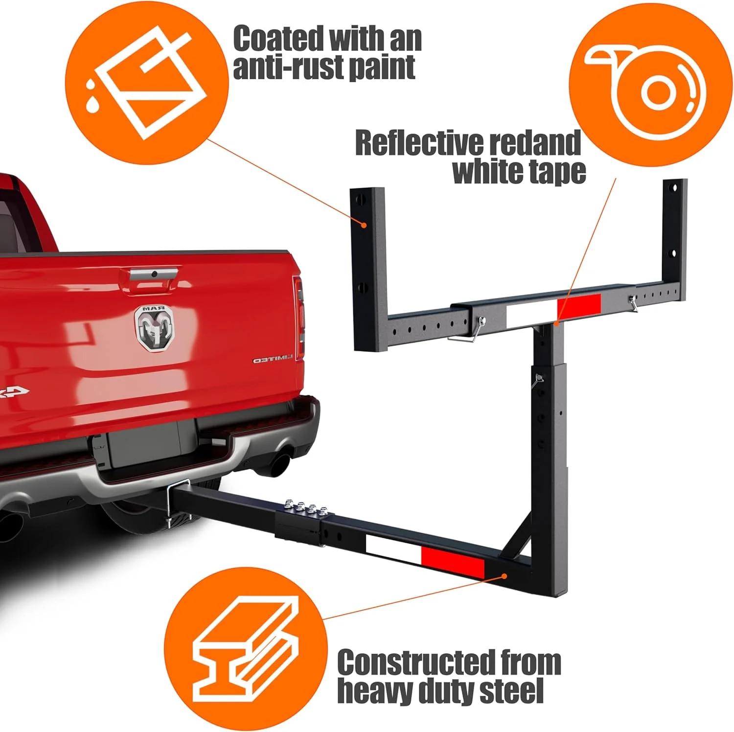 TRUSOON Upgrade Truck Bed Extender Hitch Mount, 2-in-1 Adjustable Kayak Hitch Ex
