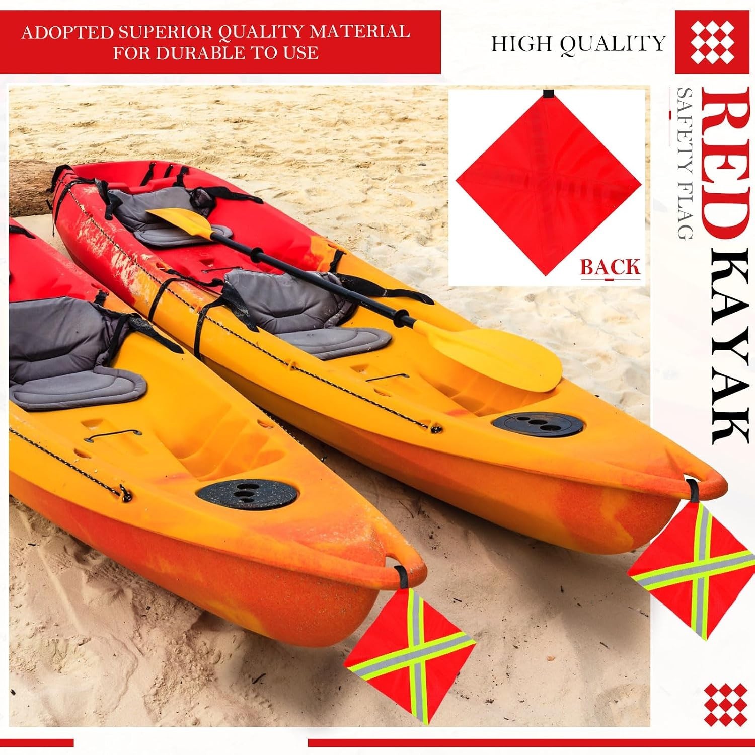4 Pcs Safety Red Tow Flag for Truck Reflective Warning Kayak Red Flag Truck Load