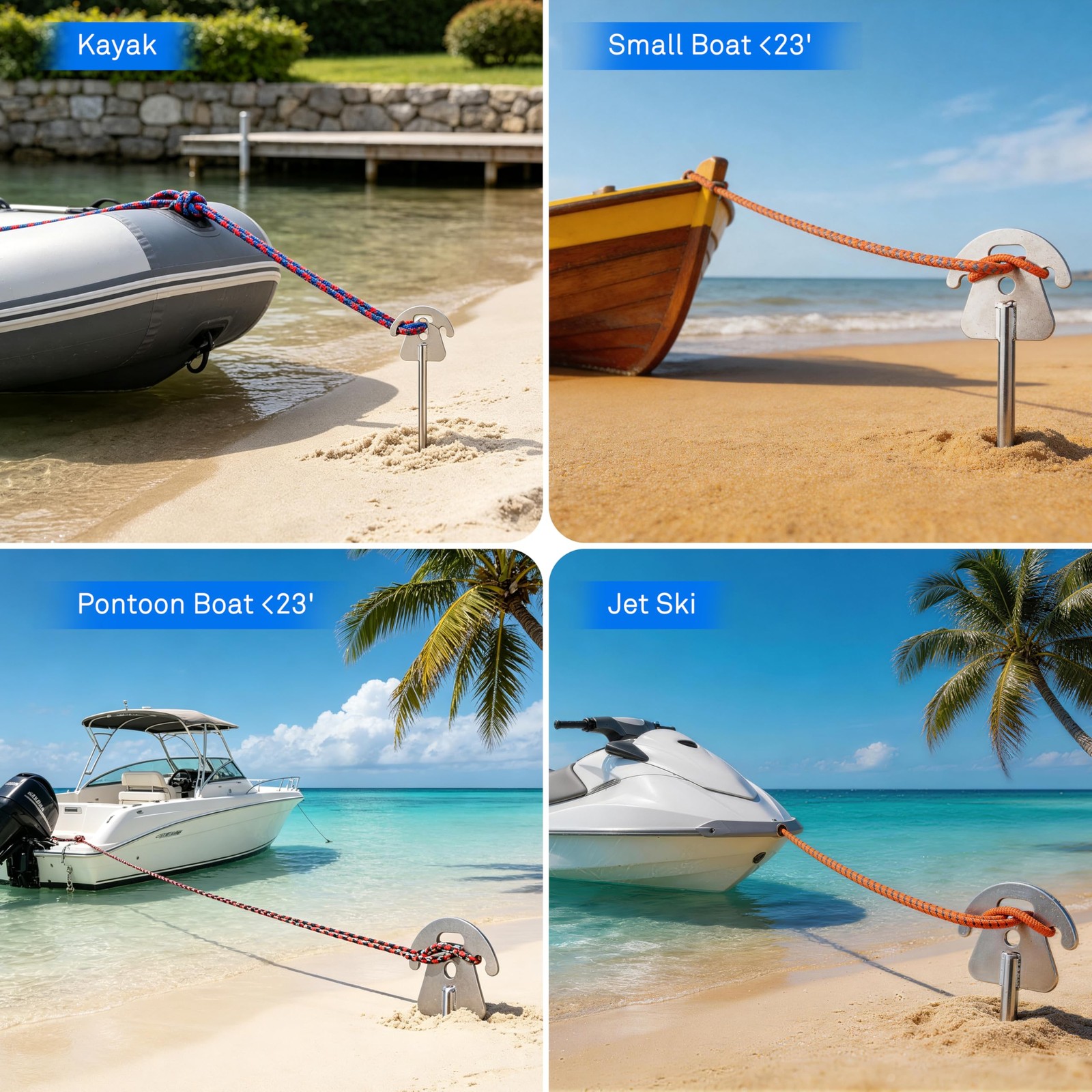 17″ Sand Anchor for Boats, 316 Stainless Steel Screw in Boat Anchor for Beach…