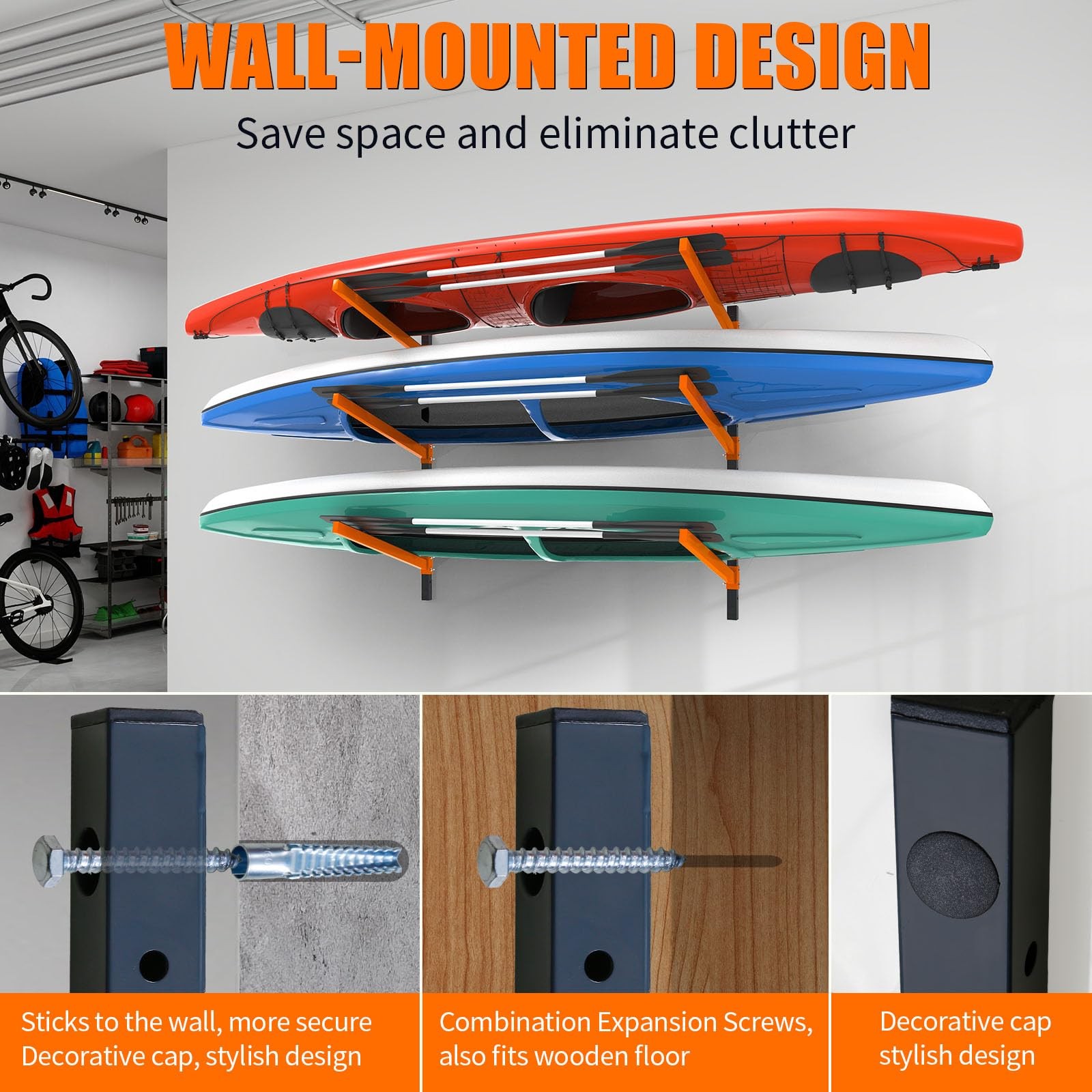 Uokrr Kayak Storage Rack Wall Mount Kayak Racks For Indoor Outdoor Storage