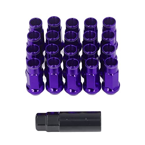 20PCS M12x1.25 Wheel Lug Nuts, for, Chrome Plated Steel, Hex Design, Purple