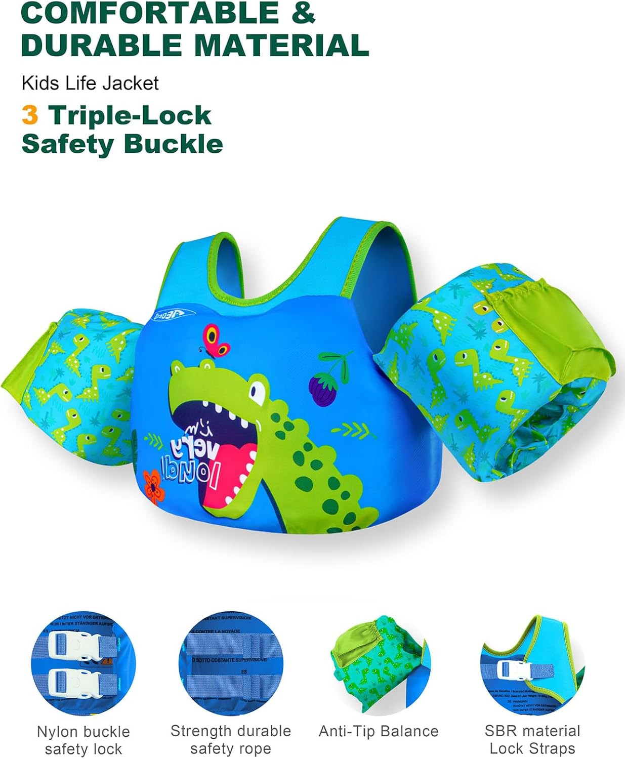 Puddle Float Jumper 20-30-50-60-70 Pounds, Toddler Swim Vest for 1-3-5-6-9 Years