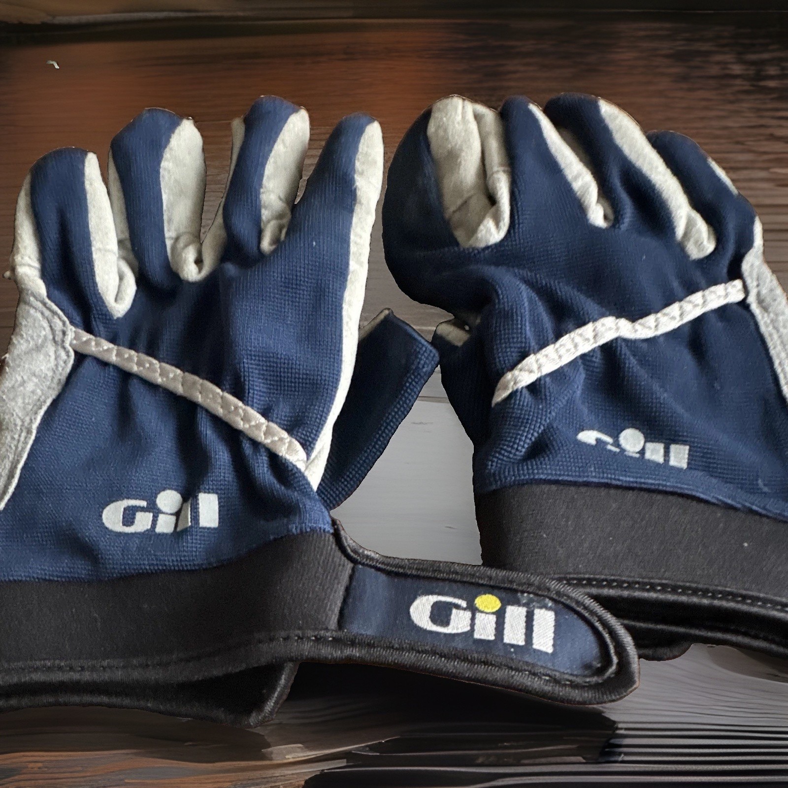 Gill Blue/Gray Fingerless Sailing Gloves Pair w/ Reinforced Palm