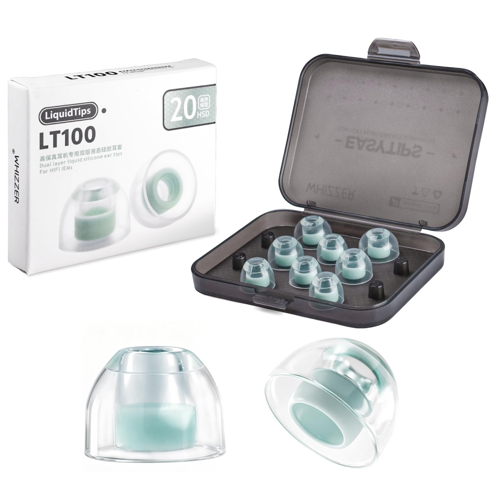 WHIZZER LT100 Liquid Silicone Eartips, 4 Pairs XS/S/M/L, Soft Replacement for…