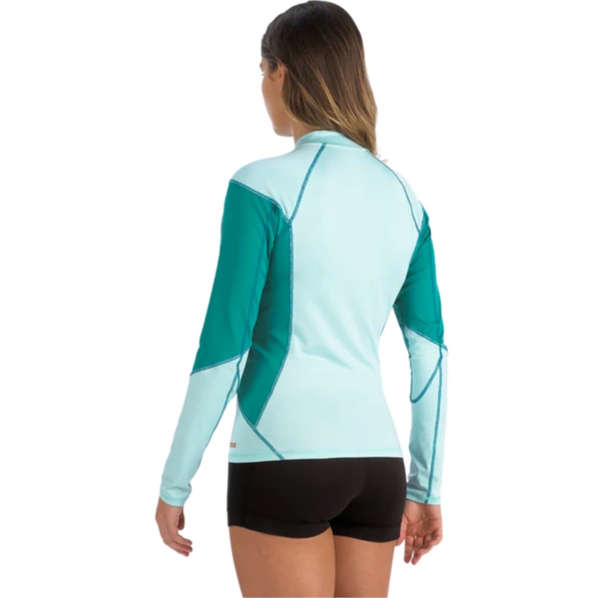 Women’s SeaDoo Swim Rashguard Long Sleeve UV 50 Protection Zip Turquoise Sz Med