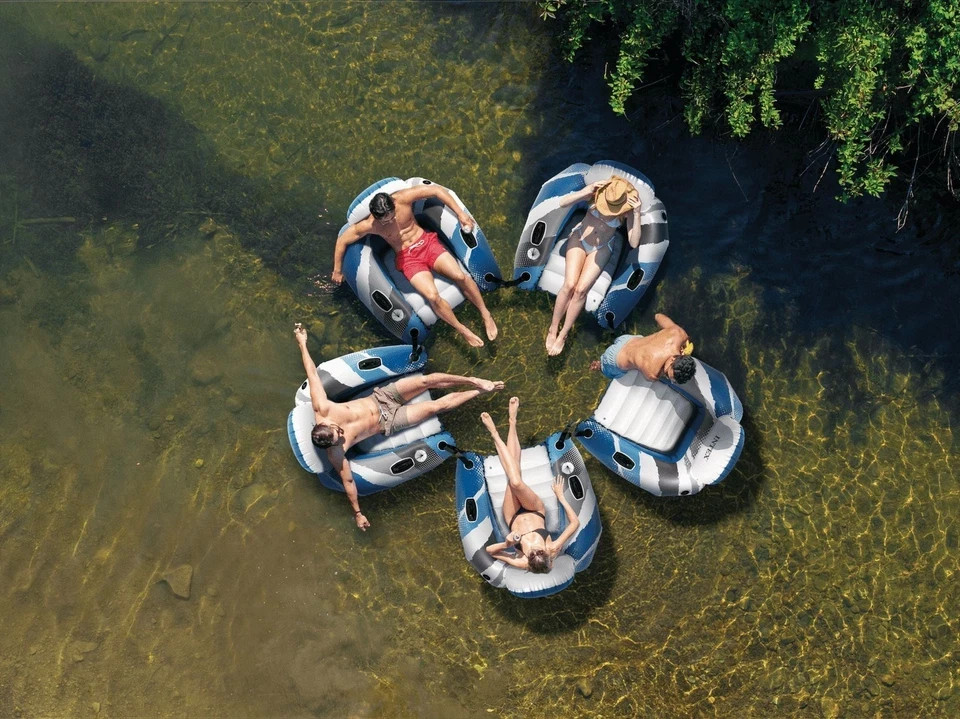 Intex Inflatable River Run Lounge Water Float Seat w/ Quick Connects Pool Lake