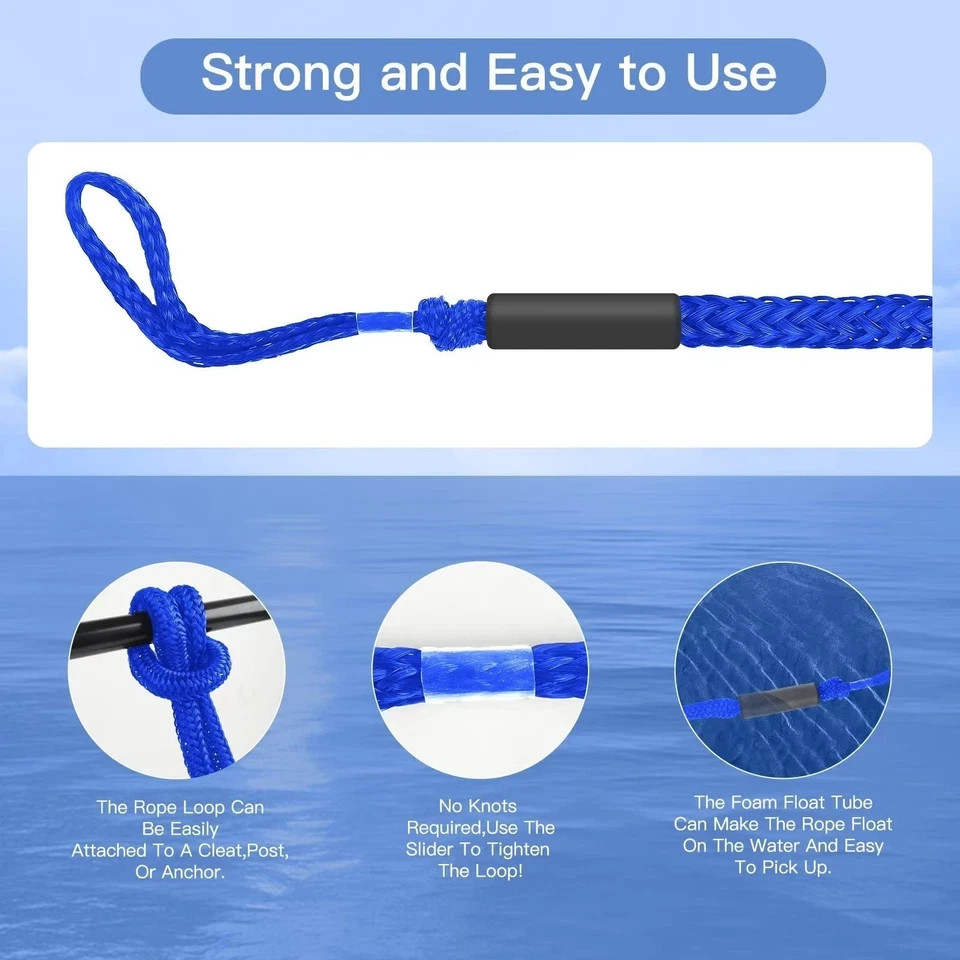 Boat Bungee Dock Lines,Jet Ski 4 feet stretches to 5 1/2 feet, 2 Pack Bue
