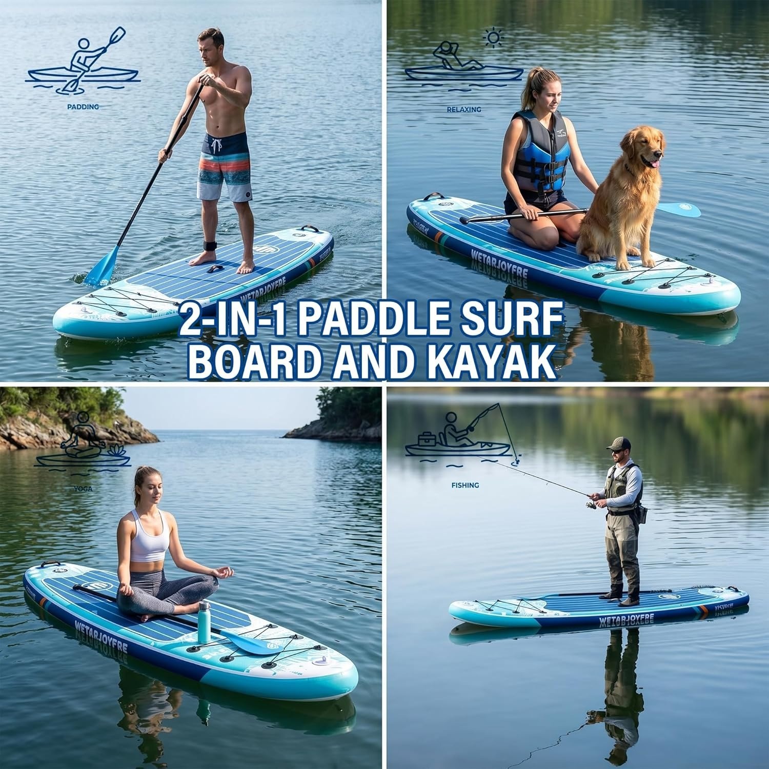 11FT Inflatable SUP Stand Up Paddle Board Wide Surfboard Adults Youth Ocean Lake