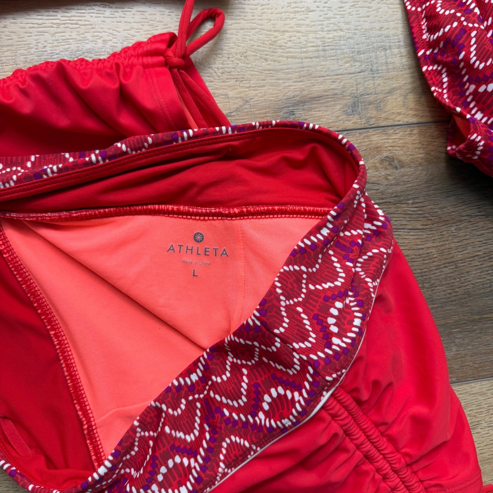 Athleta 3-piece Racer Back Top Bikini Bottom Boy Shorts Bottom Swim Suit Large