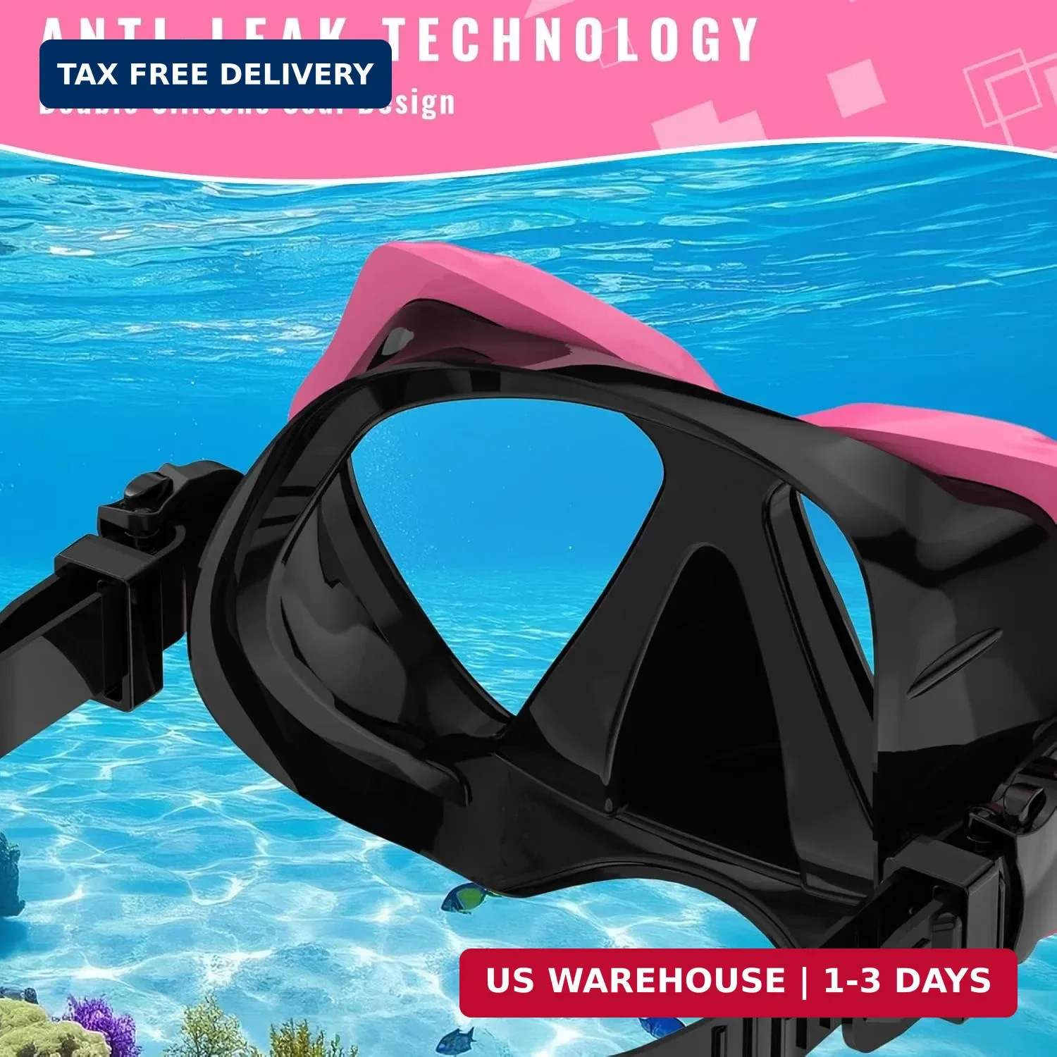 Adult Snorkeling Gear Set Dry Top Mask Anti Fog Goggles HD Tempered Glass Travel