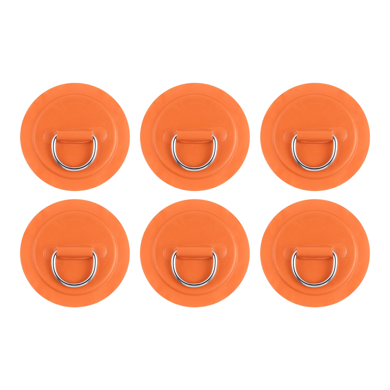 6 Pcs D-Ring Patch, Stainless Steel D-Ring PVC Patch No Glue Include, Orange