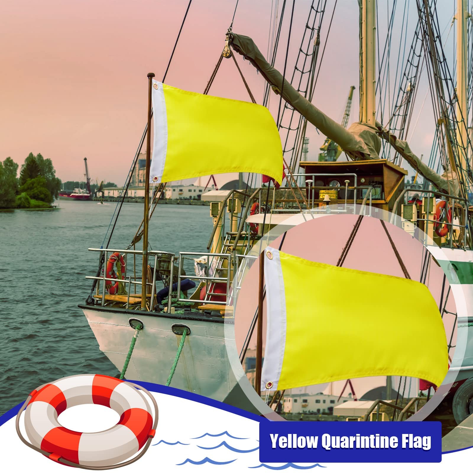 Boyiee 2 Pcs Yellow Quarantine Flag Blank Nautical Message