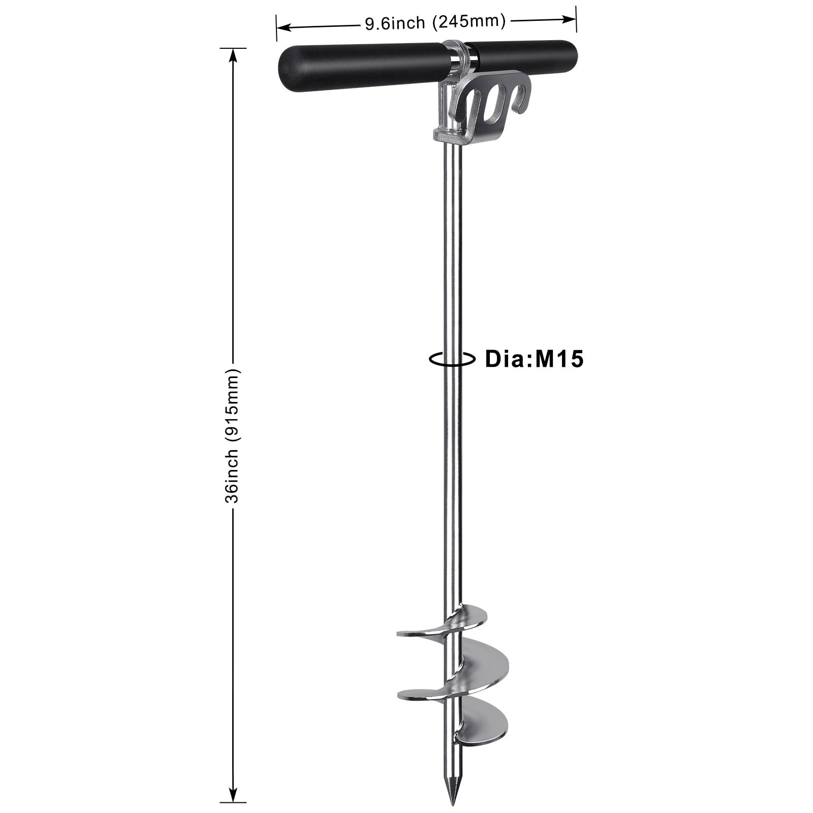 36″ Sand Anchor for Boat 304 Stainless Steel Screw in Boat Anchor