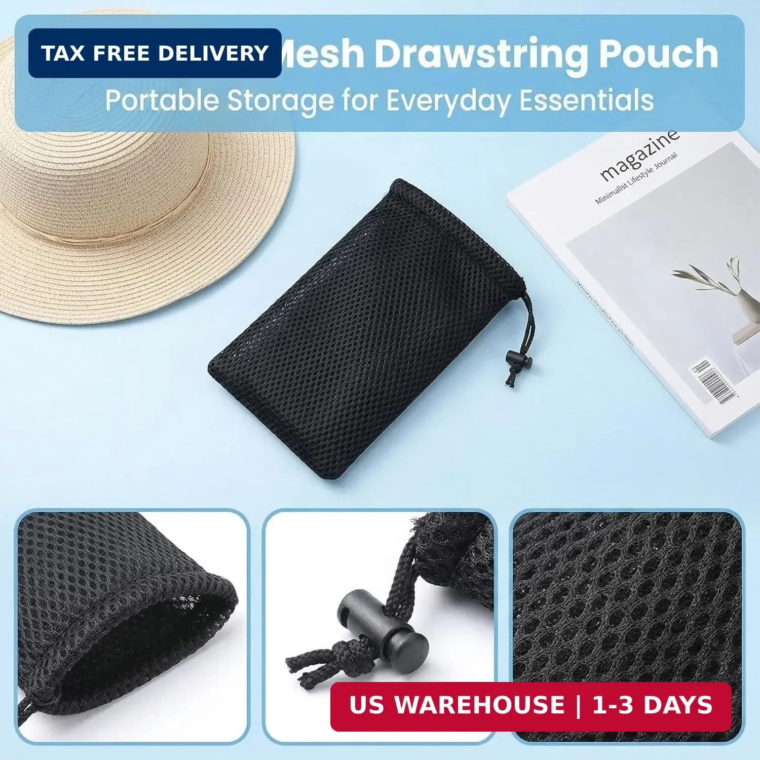 Small Cloth Bags, 5 x 3.5 Inch Nylon Mesh Small Drawstring Pouch Storage Pouch S