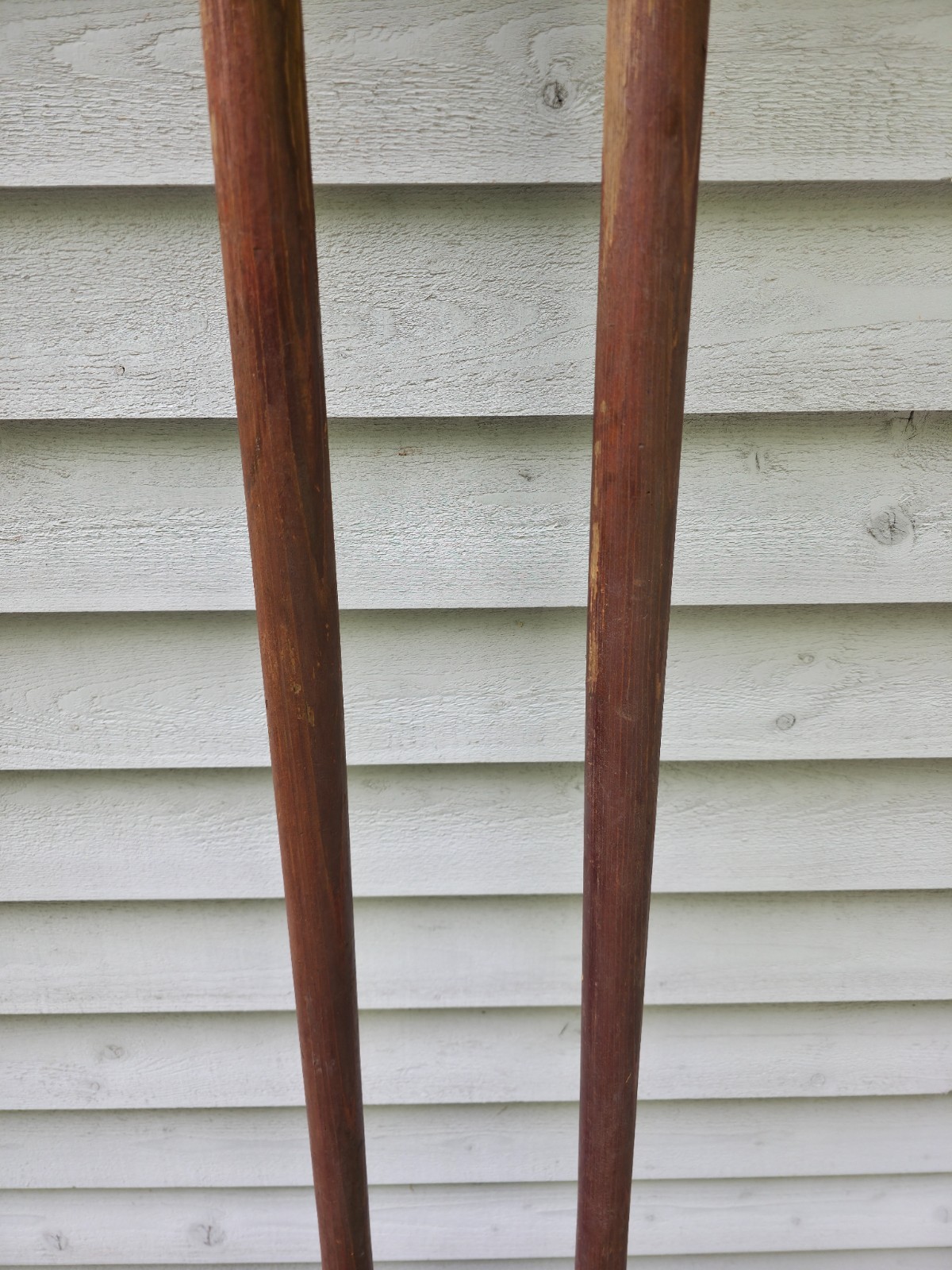 VINTAGE Old Wooden Paddles Oars DARK BROWN LONG Measures 84″