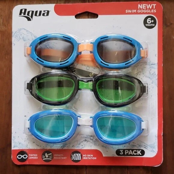 5 pairs NWT swim goggles various sizes by Aqua