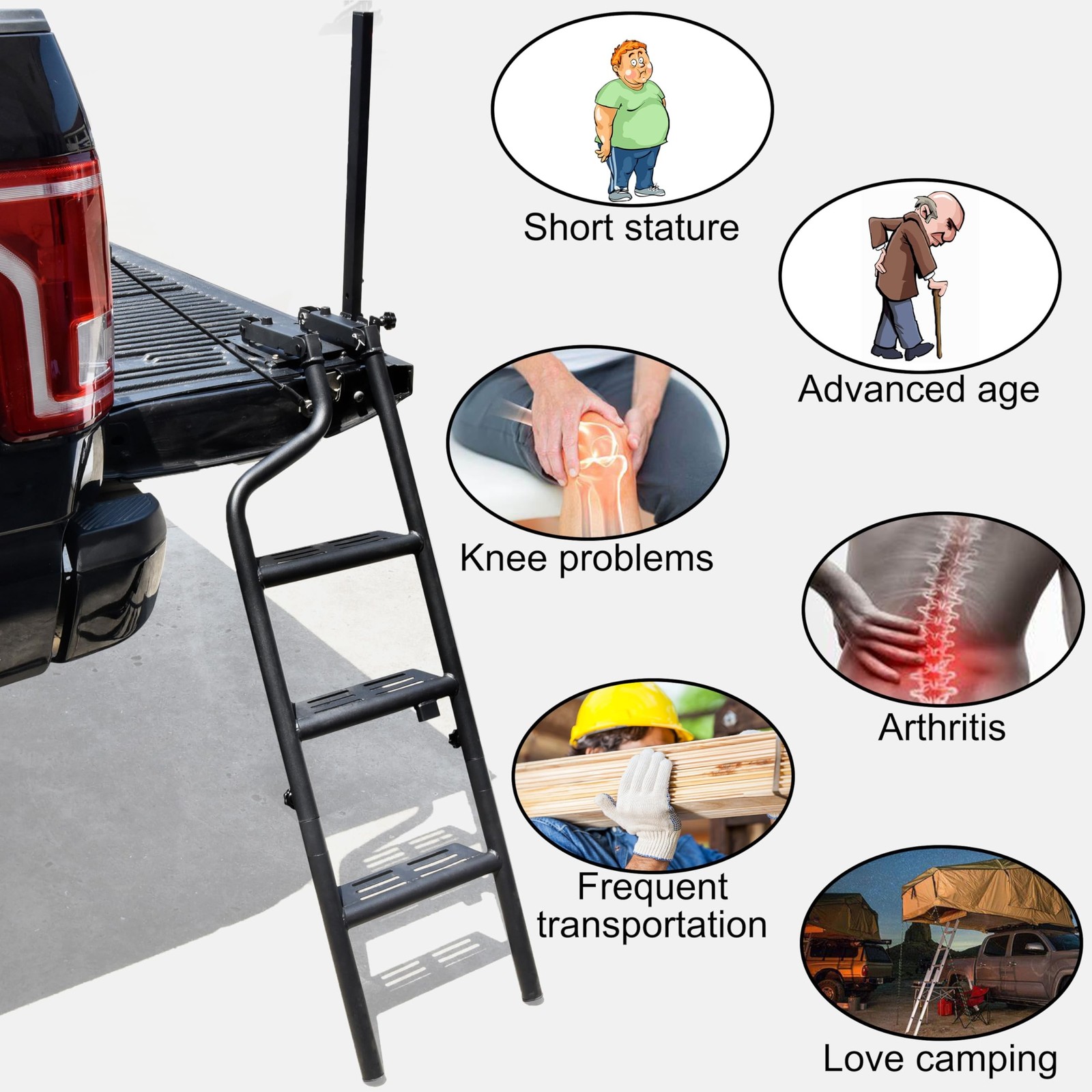 42” Universal Tailgate Ladders for Pickup Truck, Heavy Duty Foldable Pickup …